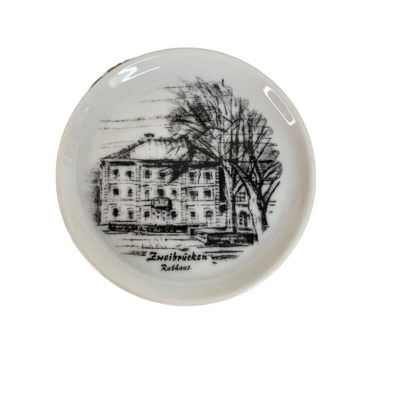 Fürstenberg Porzellan 6 Coasters Zweibrücken Landmarks White Black West Germany - Picture 7 of 11